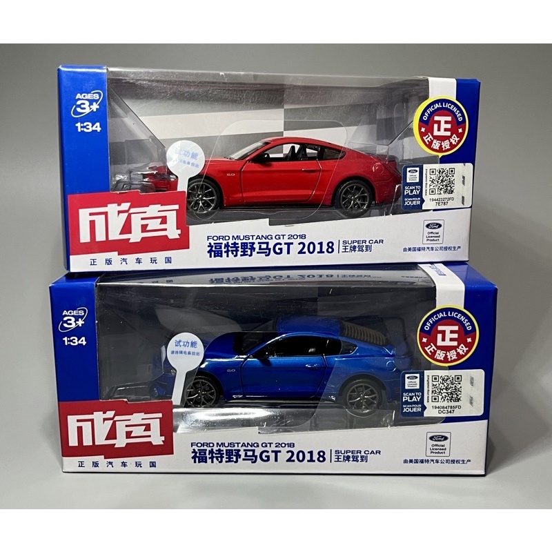 [HCP] 現貨 1/34 福特 野馬 Mustang GT 2018 模型車 ford 聲光 可開門 1/32 參考