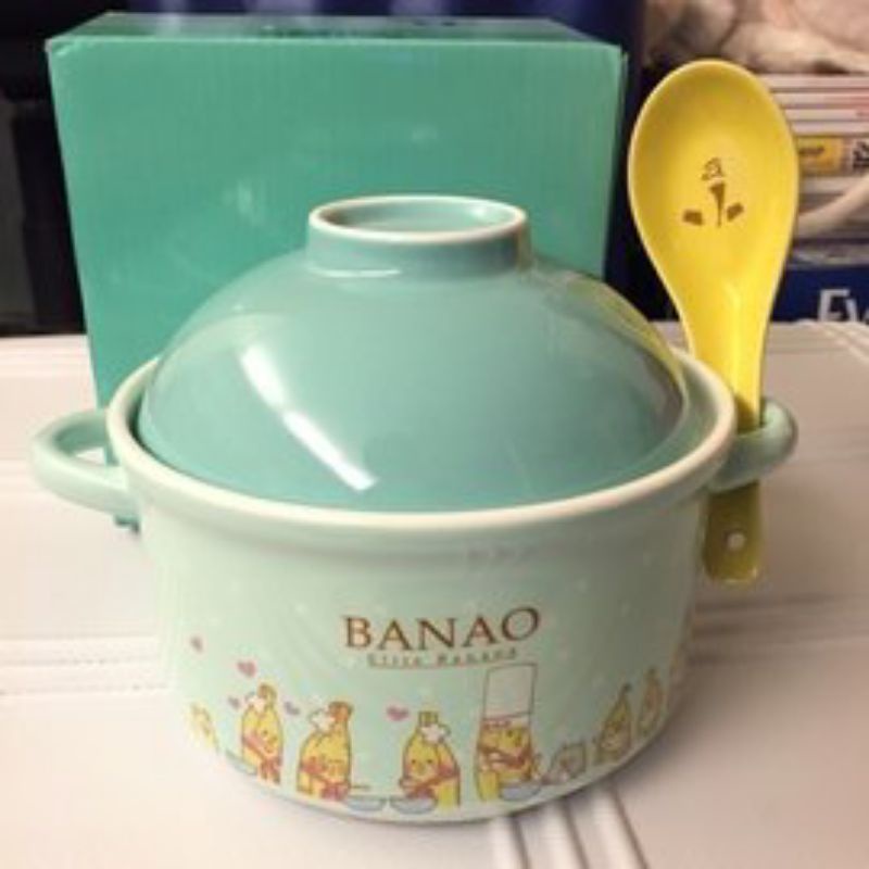 全新 屈臣氏 BANAO 香蕉先生 時間有點碗  泡麵碗 陶瓷 湯碗  800ml (附湯匙)