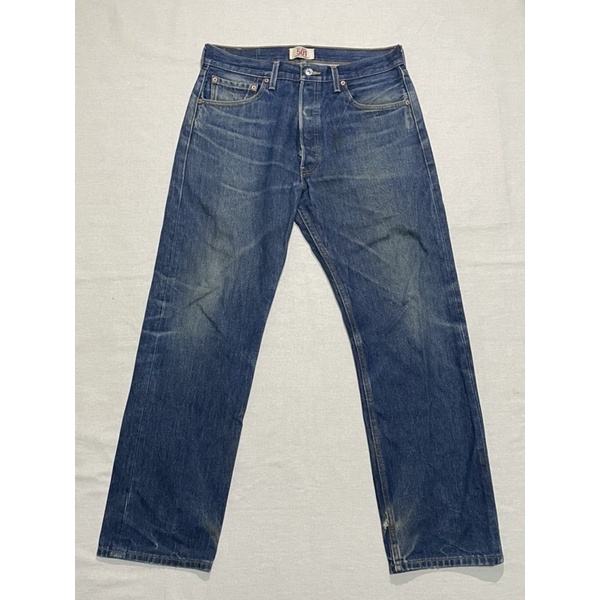 Levi’s levis 501 (005010000) W34 L32 二手藍刷色刷紋直筒牛仔褲 男