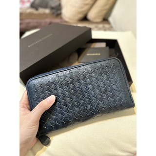 二手精品 絕版BOTTEGA VENETA珍稀鴕鳥皮革 藍綠色手拿包 可放小號手機