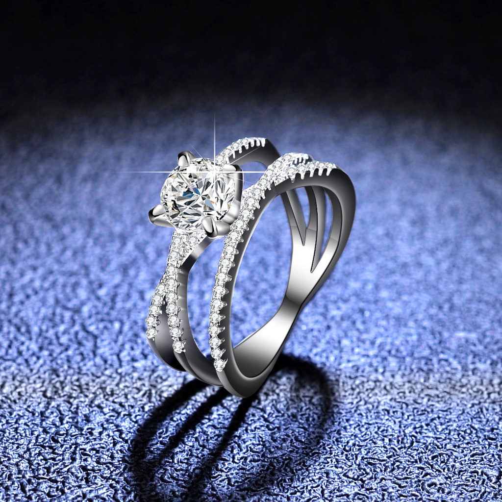 [附有GRA證書]S925銀莫桑鑽石戒指三生三世莫桑石戒指