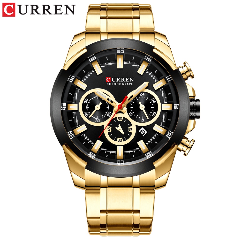 Curren/karien 8361 男士手錶防水石英鋼帶手錶多功能日曆商務男士手錶