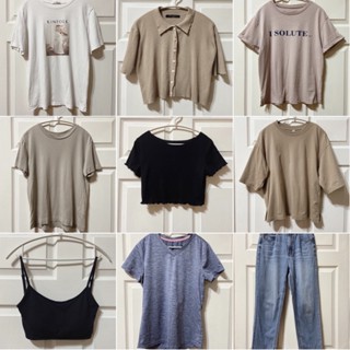 ‼️二手衣服出清‼️Queenshop Uniqlo Net h&m GU 短版上衣 夏季短袖 bra top 牛仔褲