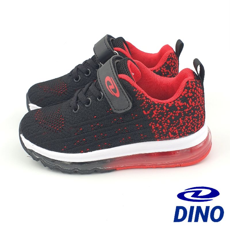 【米蘭鞋都】DINO (童) 飛織 透氣 全氣墊 慢跑鞋 運動鞋 避震 防臭 Q彈 2552 黑紅 另有黑藍色