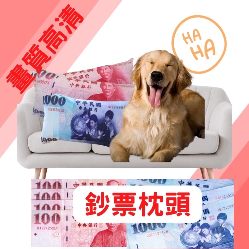 台幣抱枕 聖誕節交換禮物 100元抱枕 1000元抱枕 整人禮物 30*50