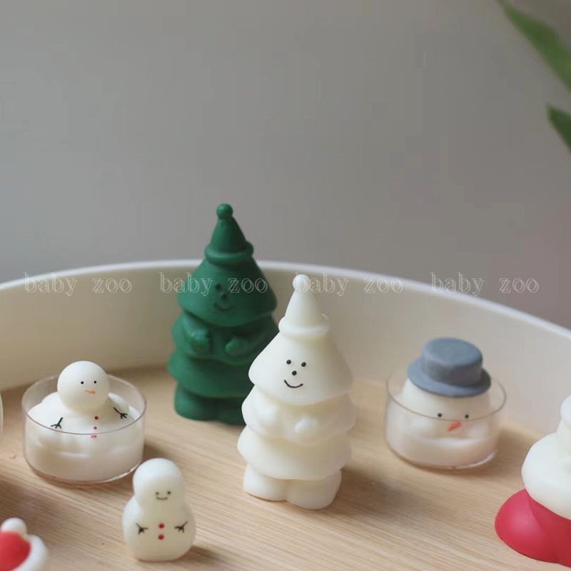 迷你蠟燭矽膠模具蠟燭製作聖誕系列雪人小熊兔子煙囪襪子蠟燭裝飾模具 DIY手工材料 cj-th-004