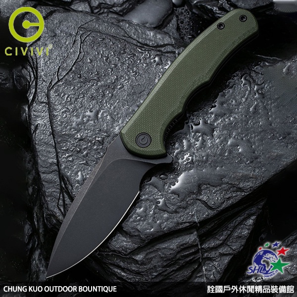 詮國 We Knife/Civivi Mini Praxis 軍綠色 G10柄黑刃 石洗D2鋼 / C18026C-1