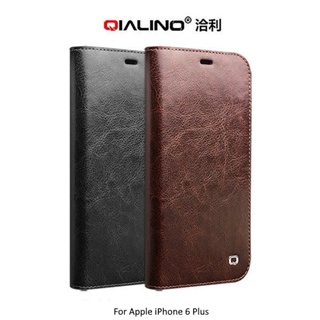 --庫米--QIALINO Apple iPhone 6 Plus 經典皮套 可插卡 真皮 保護套(黑色)