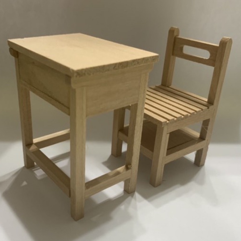 袖珍課桌椅DIY材料包（迷你課桌椅、袖珍課桌椅）會有天然木紋   Ob11 黏土人