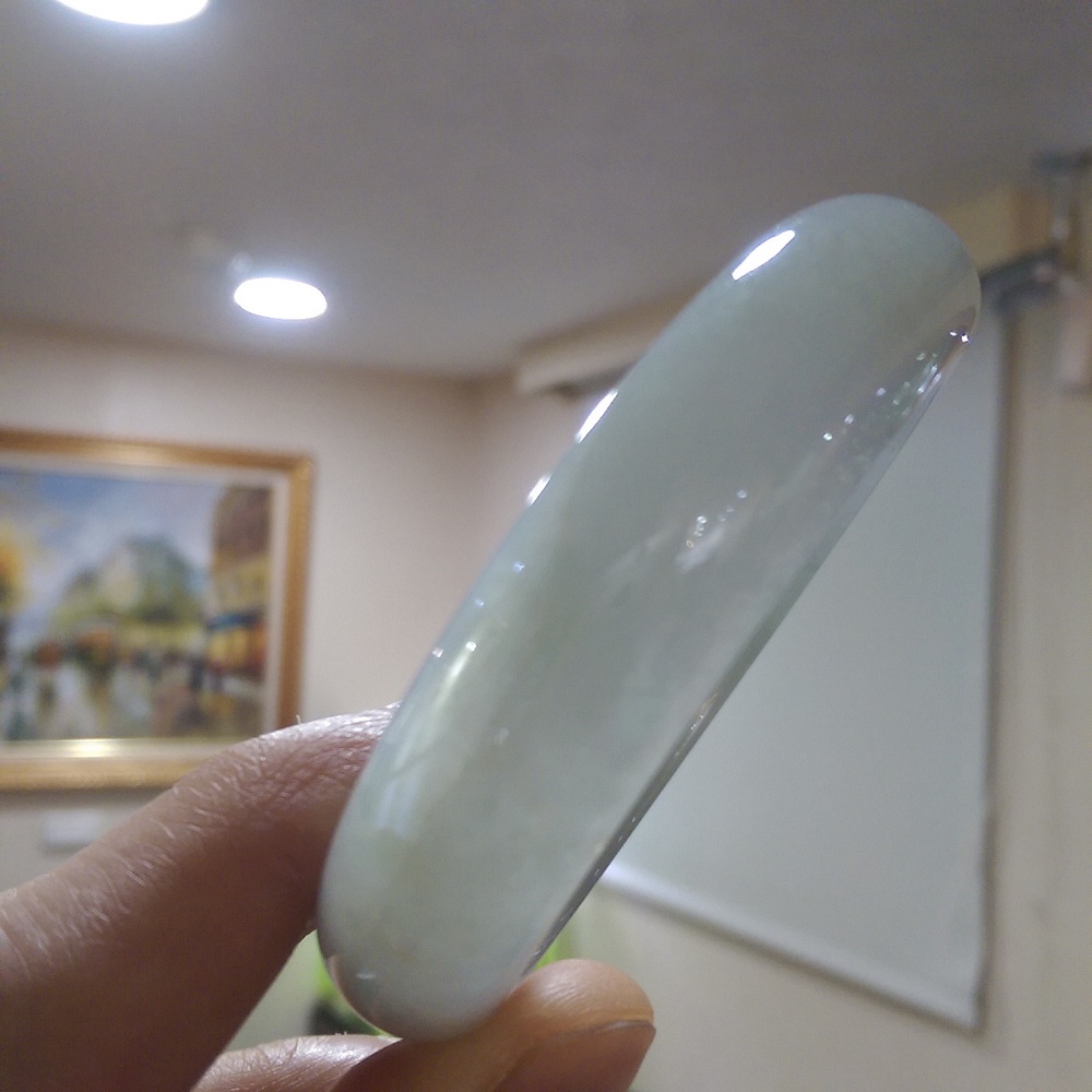 【緻麗珠寶】冰種起膠滿果凍淡湖水綠冰美平安扁鐲(手圍18-18.5)【福利品】