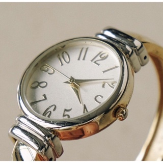 Vintage 淡金色 「 手環手錶 」 懶人手錶 日本品牌 QRTZ 不鏽鋼 美品