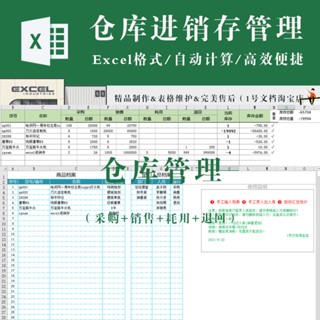 進銷存 | 倉庫進銷存excel系統函式模板存貨出入庫採購銷售耗用退回管理