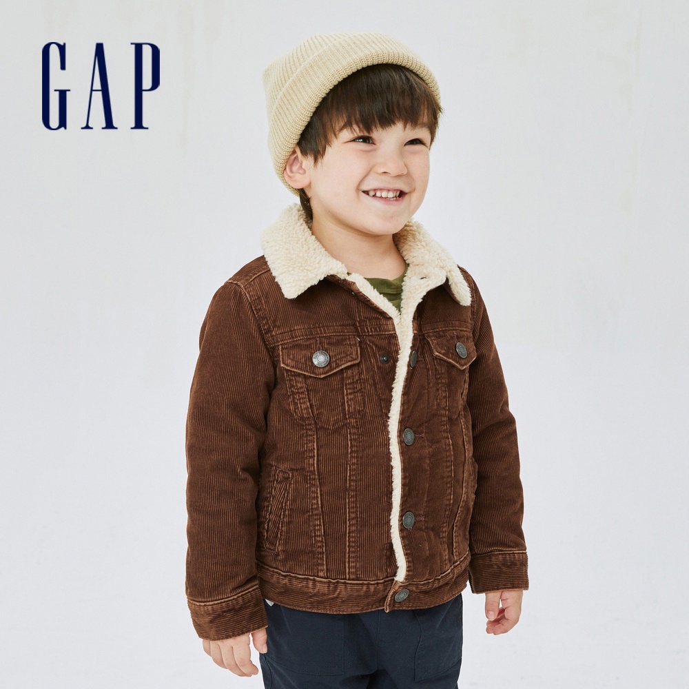 Gap 男幼童裝 燈芯絨仿羊羔絨外套-棕色(436179)