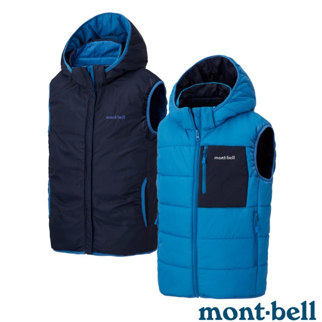 【MONT-BELL 日本】兒童 THERMALAND HOODED 雙面連帽化纖保暖背心_藍_1101655 BL