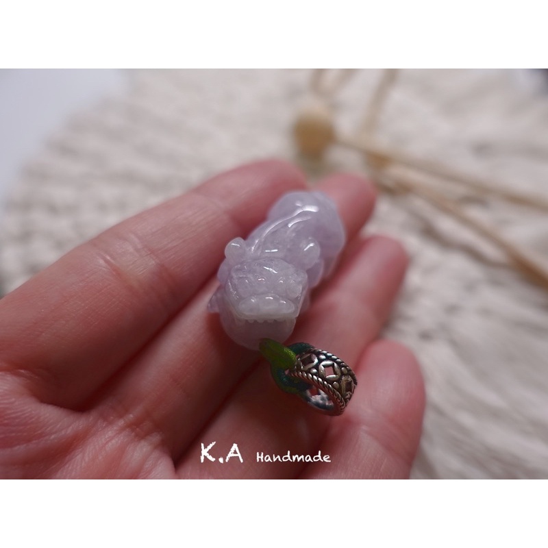 K•A天然玉石✨紫色高貴貔貅銀頭玉墜✨1580元