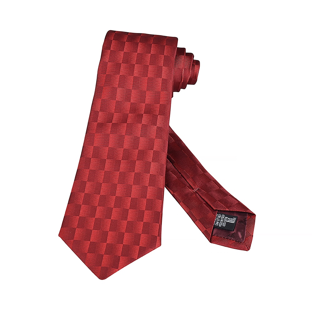 EMPORIO ARMANI刺繡老鷹LOGO漸層雙色格紋設計真絲領帶(寬版/亮紅x暗紅)