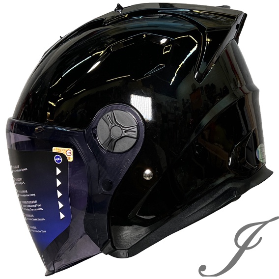 M2R J-X 素色款 亮黑 內襯可拆 半罩安全帽