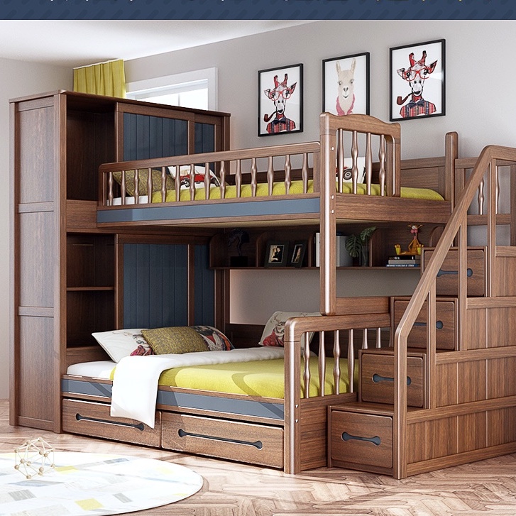 萬達木業 覽木上下床雙層床成年實木高低床大人床兒童子母床帶衣櫃上下鋪床 床架 高架床 高腳床 雙層床架 鐵床架 雙層床