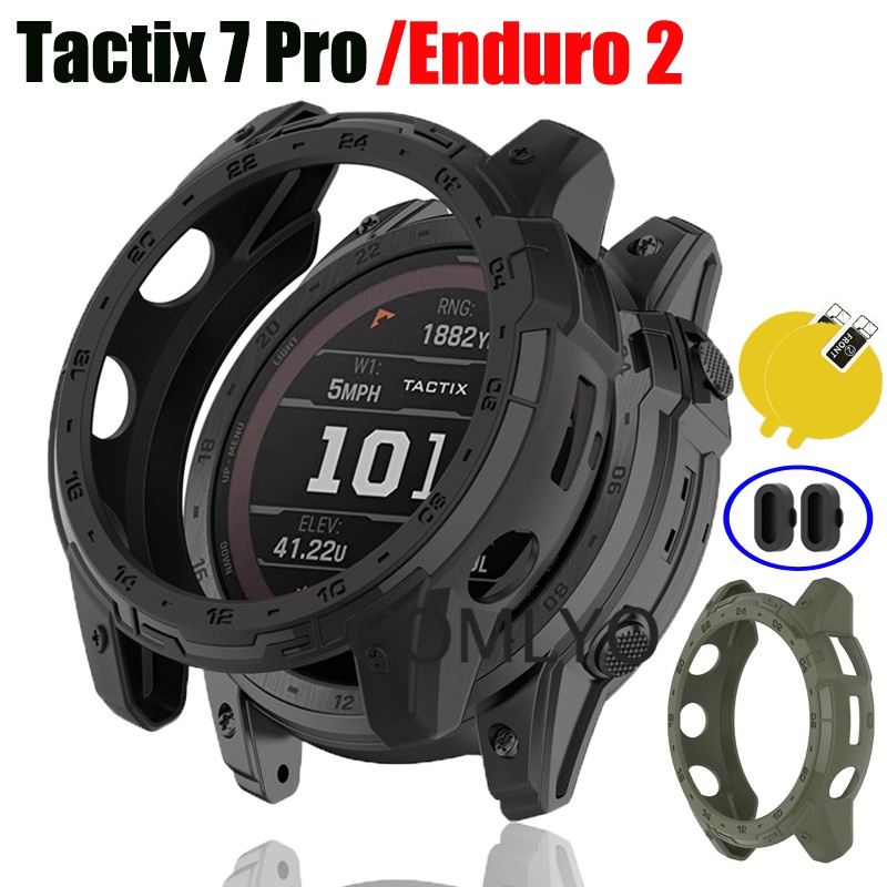 適用Garmin Enduro 2 Tactix 7 pro 保護殼 TPU 軟殼 佳明智能手錶殼 保護膜 防塵塞