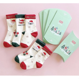✈️現貨✈️韓國童襪~兒童襪.童襪.襪子~男童.女童~~可愛紅帽聖誕襪~5雙一組~附紙盒~韓國製~耶誕禮物.交換禮物