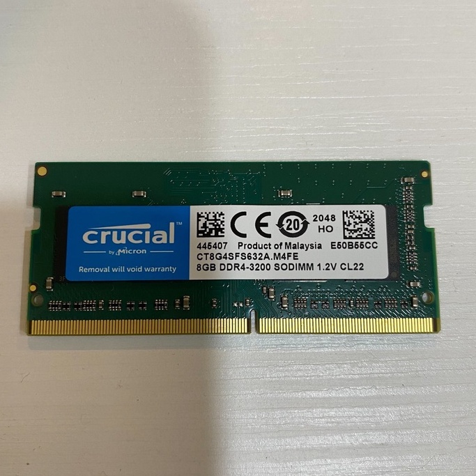 Micron Crucial 美光 8GB DDR4-3200 SODIMM NB 筆記型 記憶體 CT8G4SFS63
