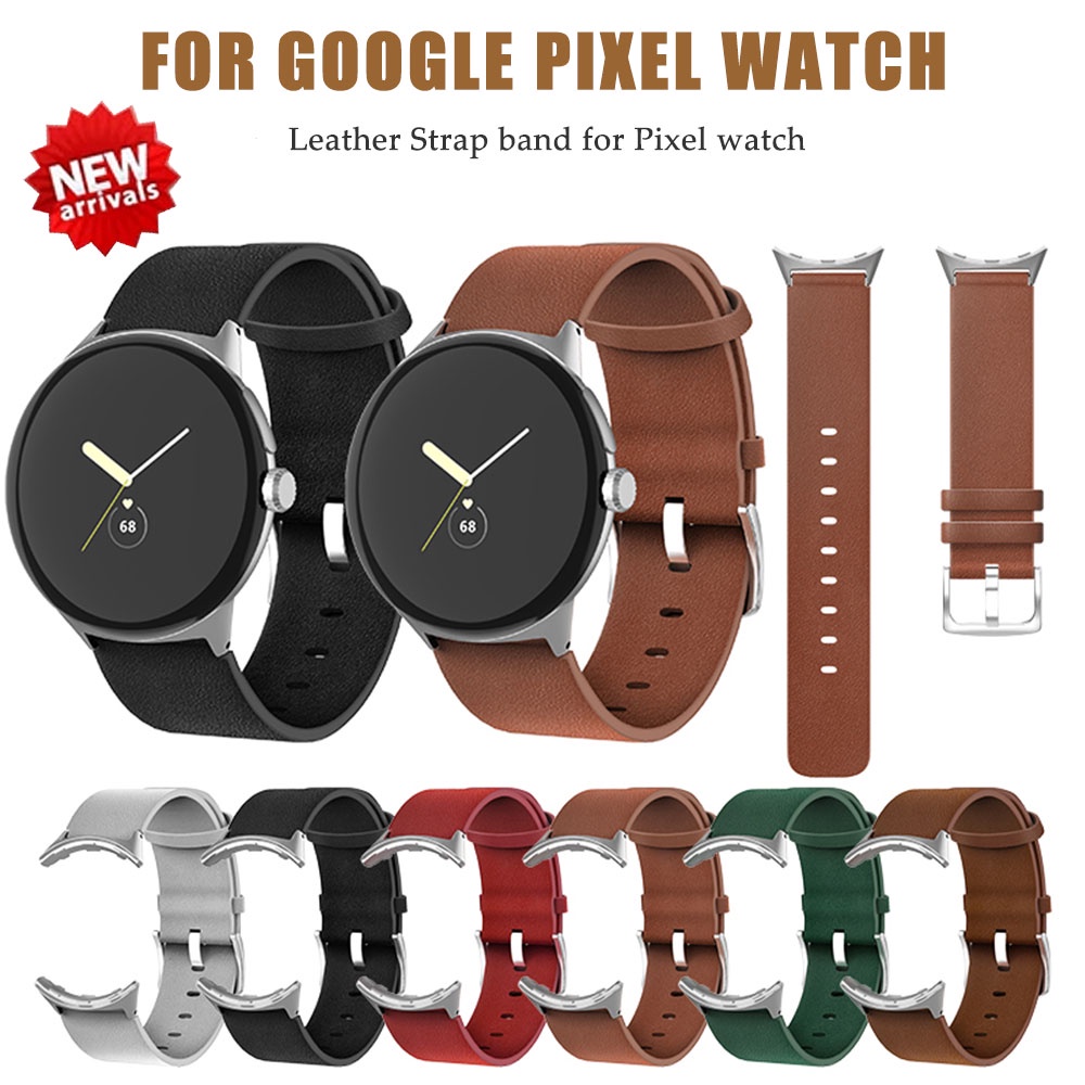 GOOGLE 谷歌 Pixel 手錶鉤扣皮革錶帶錶帶皮革手錶手鍊 Pixel 替換錶帶錶帶