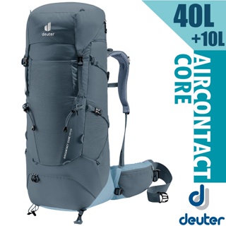 【Deuter】健行登山背包 40+10L Aircontact Core 自助旅行背包_黑/水藍_3350122
