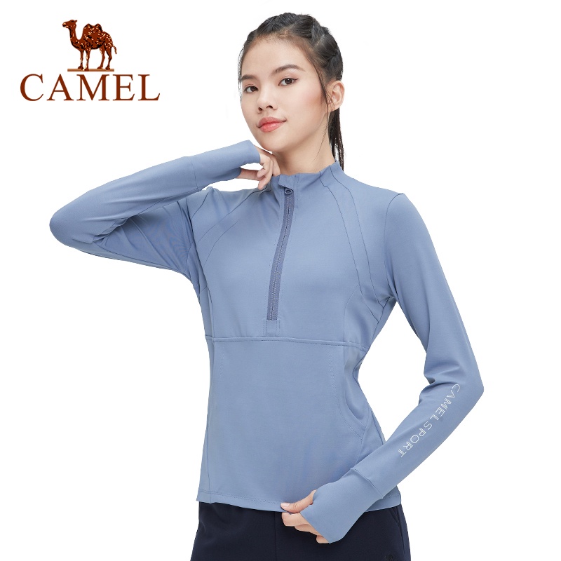 Camel運動t恤長袖女訓練跑步瑜伽健身速乾上衣