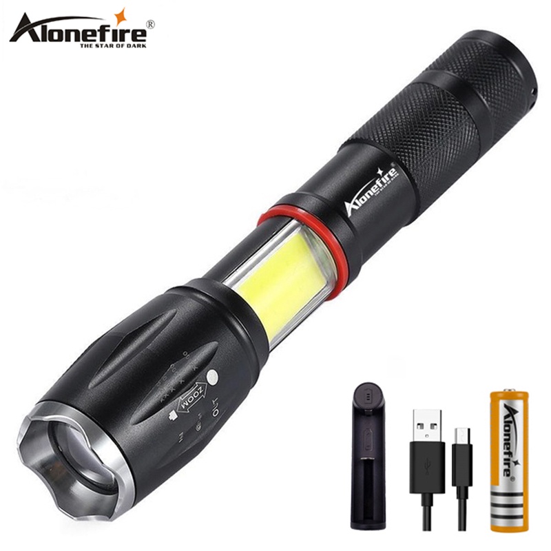 Alonefire G701 變焦 LED 手電筒 CREE T6 和 COB 燈帶磁鐵適用於家庭汽車維修照明