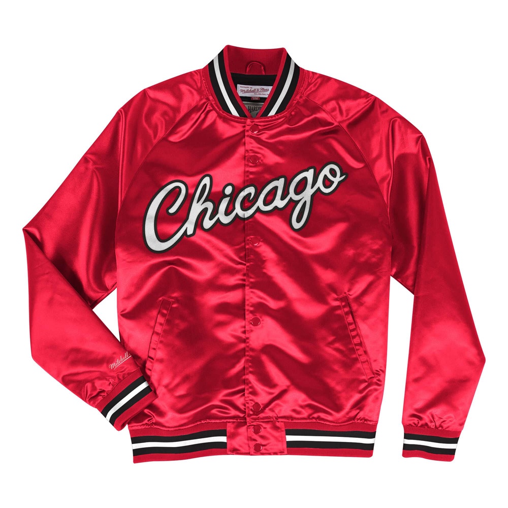 MITCHELL & NESS 外套 棒球外套 LIGHTWEIGHT 紅 公牛 緞面 男 MNEGOU14CBR