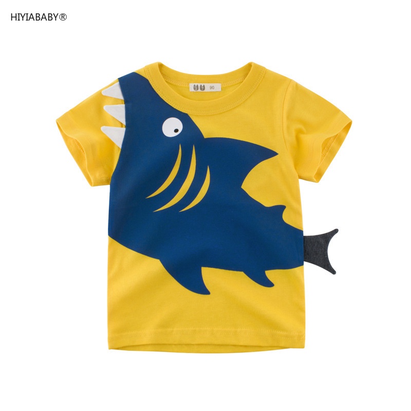 鯊魚短袖韓版童裝短袖新款夏季上衣 男童短袖t恤 孩子的衣服