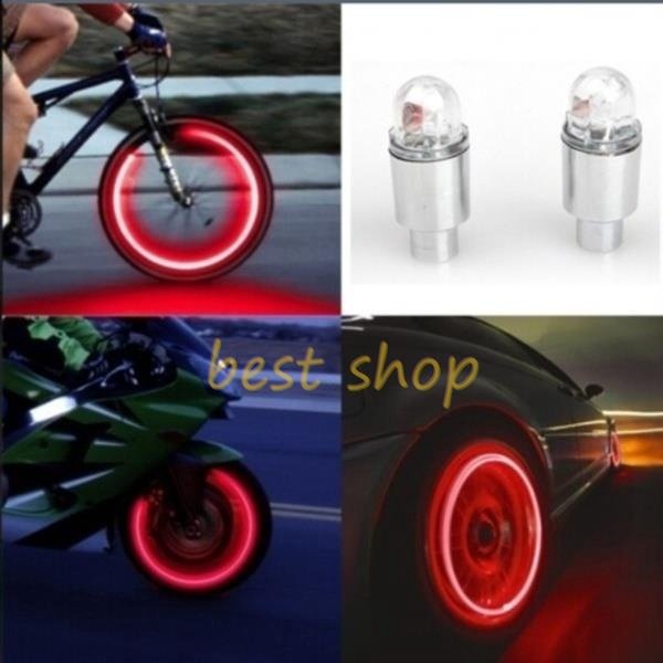 2 件裝 Led 手電筒摩托車自行車車輪輪胎輪胎氣門嘴蓋輻條燈 RGB 彩色汽車車輪燈
