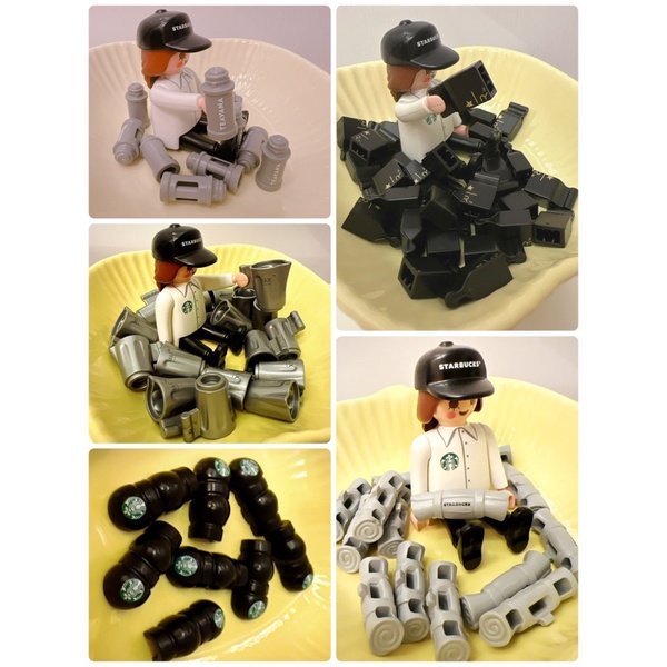 《爆爆摩人》德國玩具 Playmobil 摩比人 韓國 星巴克 零件 牛奶杯 水壺 手臂 太空人 咖啡粉 背包