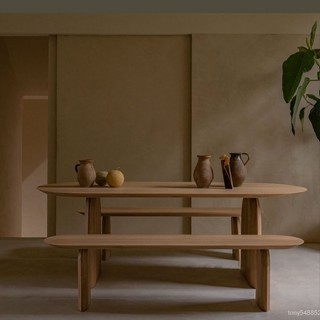 北歐現代簡約實木餐桌小戶型客廳輕奢島臺餐桌長桌複古民宿咖啡桌 長餐檯 實木餐桌 吃飯桌 圓餐桌椅 拉伸餐桌 飯臺 QMP