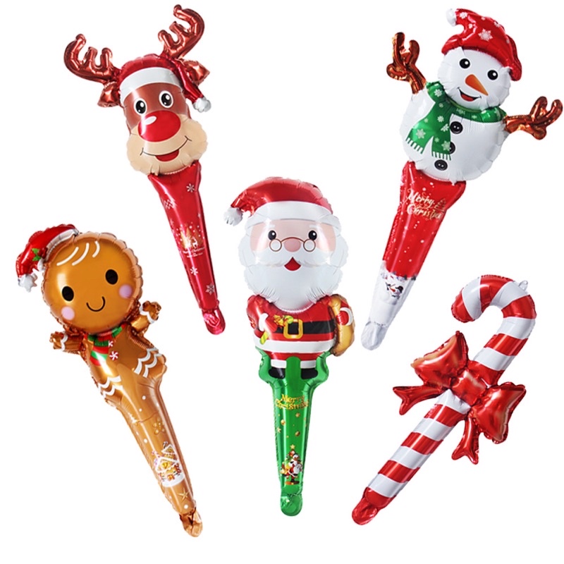 聖誕節充氣手拿棒/氣球/拐杖充氣氣球/聖誕老公公充氣氣球/麋鹿充氣氣球/聖誕禮物/手拿棒氣球/薑餅人充氣手拿棒