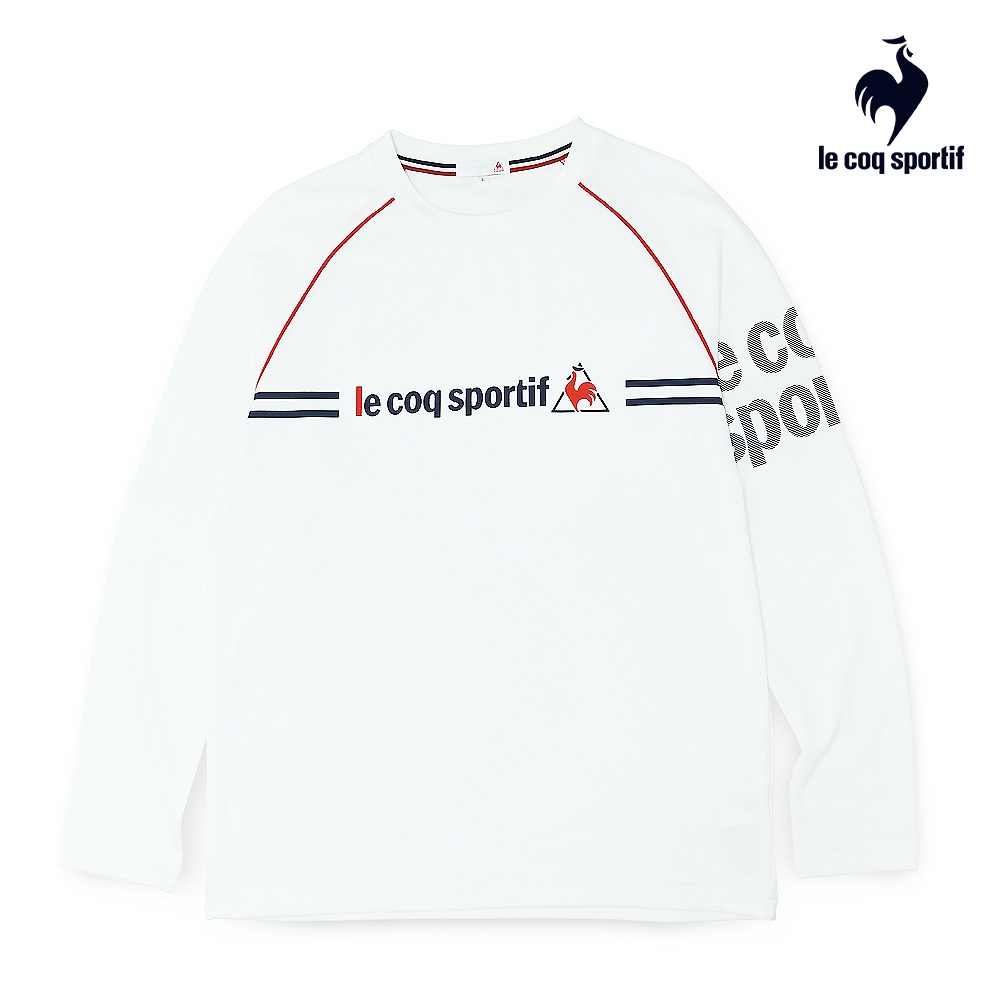 【LE COQ SPORTIF 法國公雞】運動生活長袖T恤-男款-白色-LOQ21808