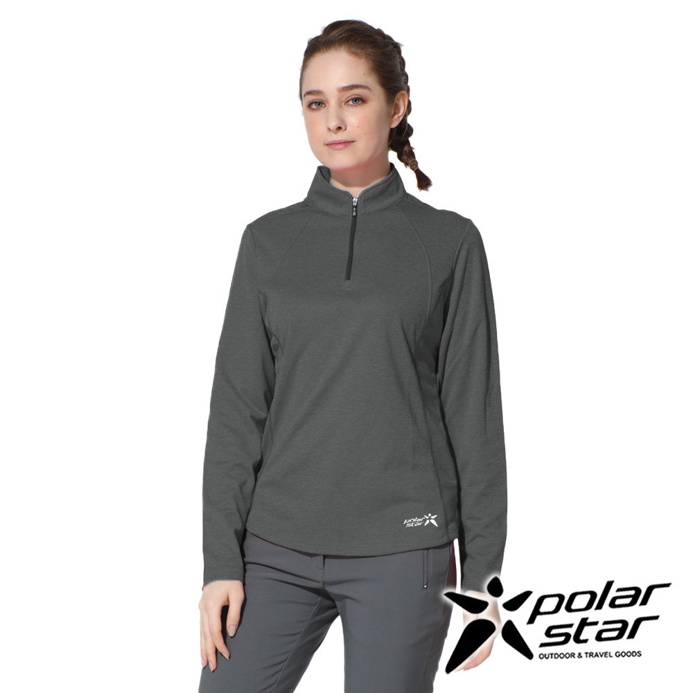 【PolarStar】女 立領長袖保暖上衣『黑灰』P22222