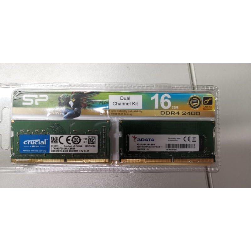 ［二手］美光DDR4 2400 4G + 威鋼DDR4 2400 4G（共8G）