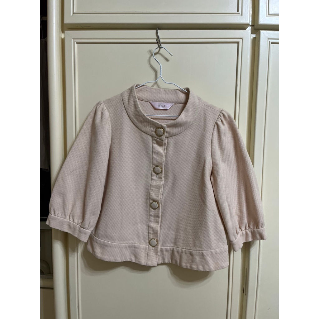 ⭐二手衣服⭐ 【IENA】超可愛蓬蓬袖！ 淡粉色 全排釦 7分袖 外罩外套