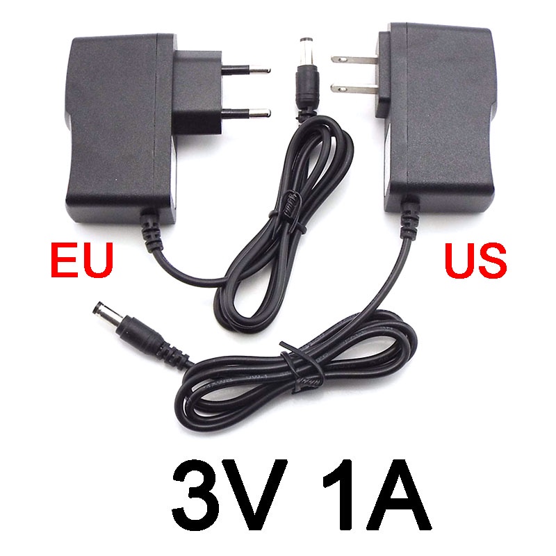 Ac DC 3V 1A 1000ma 100V-240V 電源適配器充電器變壓器插頭轉換器開關 5.5mmx2.5mm