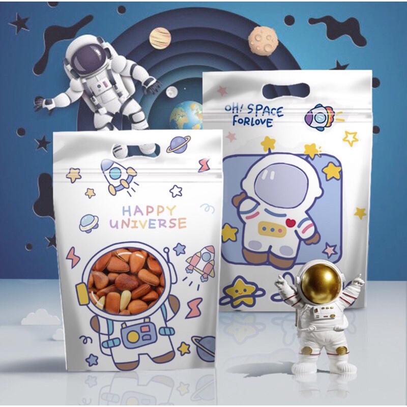 台灣現貨❤️買10送1🌟太空人自立袋 多功能收納袋 餅乾包裝袋 糖果包裝袋 雪Q餅包裝袋 牛軋糖包裝袋 禮品袋 烘焙袋