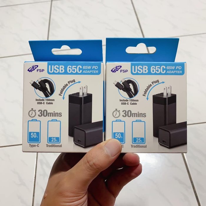 FSP USB 65C 65W PD ADAPTER 快充氮化鎵 充電器 豆腐頭 現貨兩個