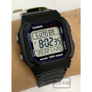 【威哥本舖】【現貨】Casio台灣原廠公司貨 W-800H-1A 學生、當兵 十年電力電子錶 W-800H
