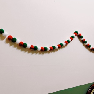 紅綠白 裝飾毛球串 聖誕吊飾 聖誕佈置
