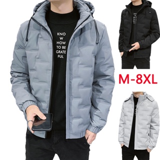 【M-8XL】羽絨外套男大尺碼 加大羽絨外套 修身羽絨外套男 休閒連帽外套 冬天外套 白鴨絨羽絨服 時尚羽絨衣 男生外套