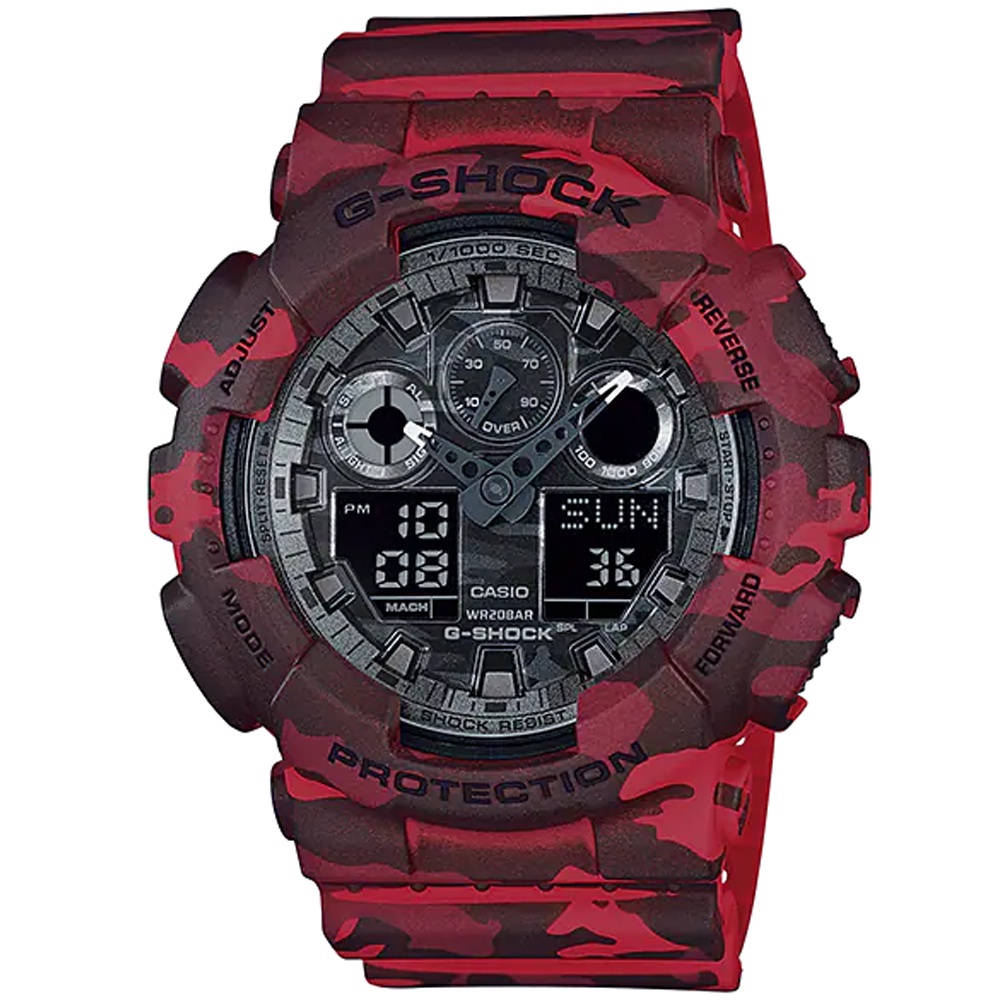 【聊聊甜甜價】CASIO G-SHOCK 叢林迷彩雙顯腕錶 GA-100CM-4A