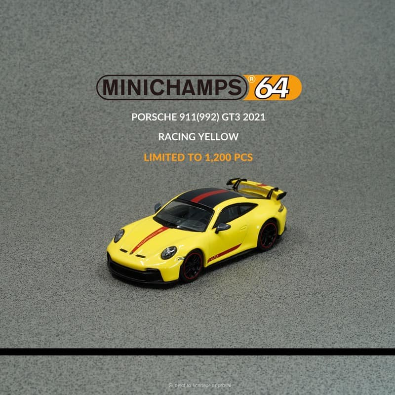 (小賈車庫) 1/64 競賽黃蛙 迷你冠軍 MINICHAMPS PORSCHE 911 GT3 (992) 2021