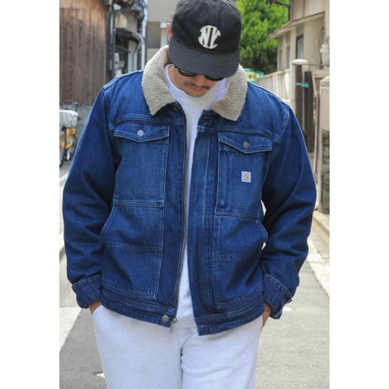 美版Carhartt正品代購，105478 Denim Sherpa-Lined Jacket羊羔絨牛仔外套工裝外套