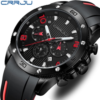 男士手錶 CRRJU 原裝品牌矽膠錶帶多功能夜光指針時尚休閒商務石英防水 2295 X