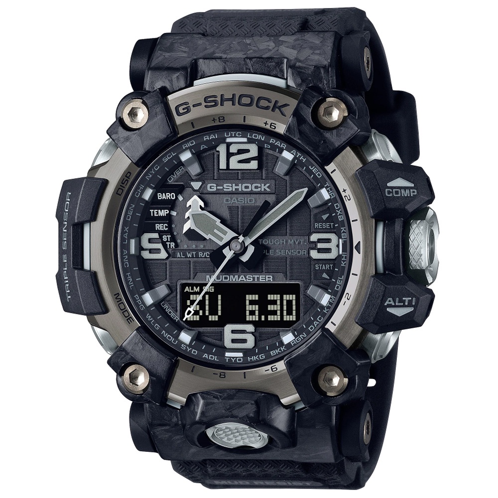 【聊聊甜甜價】CASIO G-SHOCK 碳纖維防護 泥人太陽能雙顯腕錶 GWG-2000-1A1